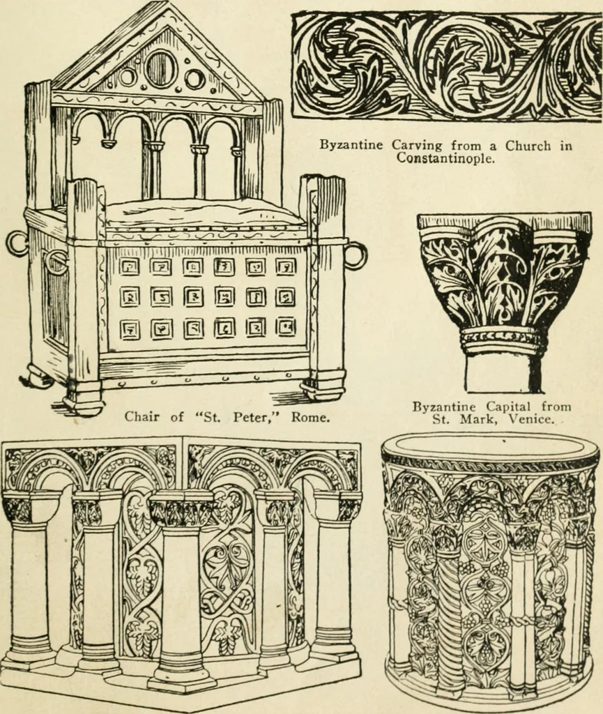An illustration from How to know period styles in furniture; a brief history of furniture from the days of ancient Egypt to the present time, illustrated with over 300 typical examples and a brief description of each period, 1913, leaf 28