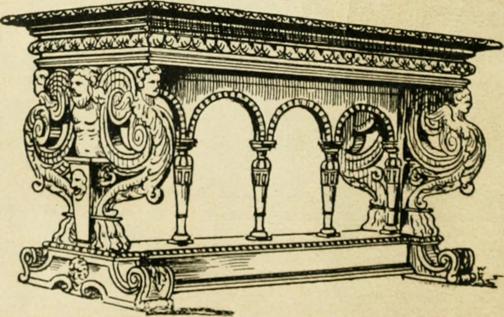 An illustration from How to know period styles in furniture; a brief history of furniture from the days of ancient Egypt to the present time, illustrated with over 300 typical examples and a brief description of each period, 1913, leaf 39