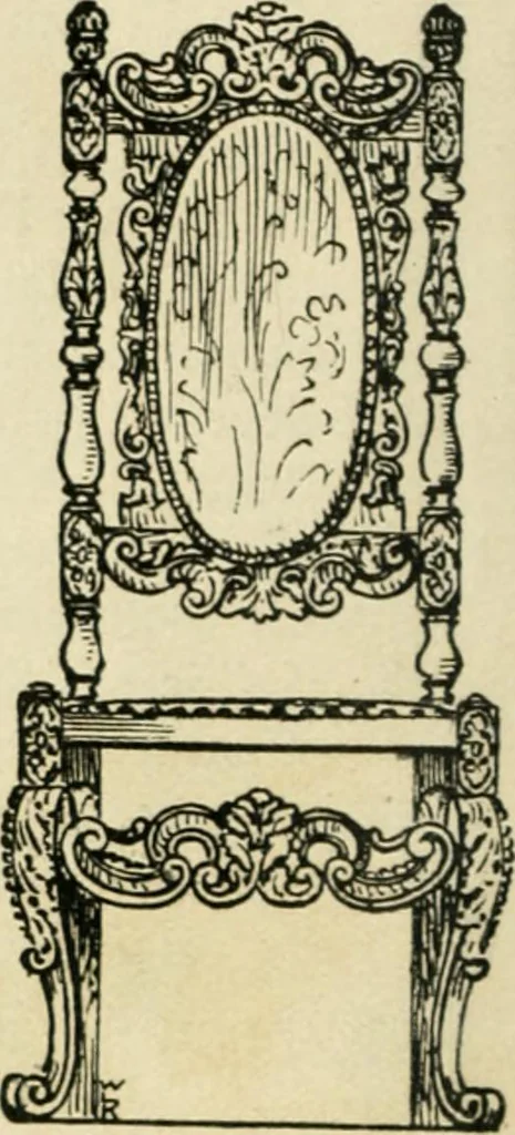 An illustration from How to know period styles in furniture; a brief history of furniture from the days of ancient Egypt to the present time, illustrated with over 300 typical examples and a brief description of each period, 1913, leaf 45
