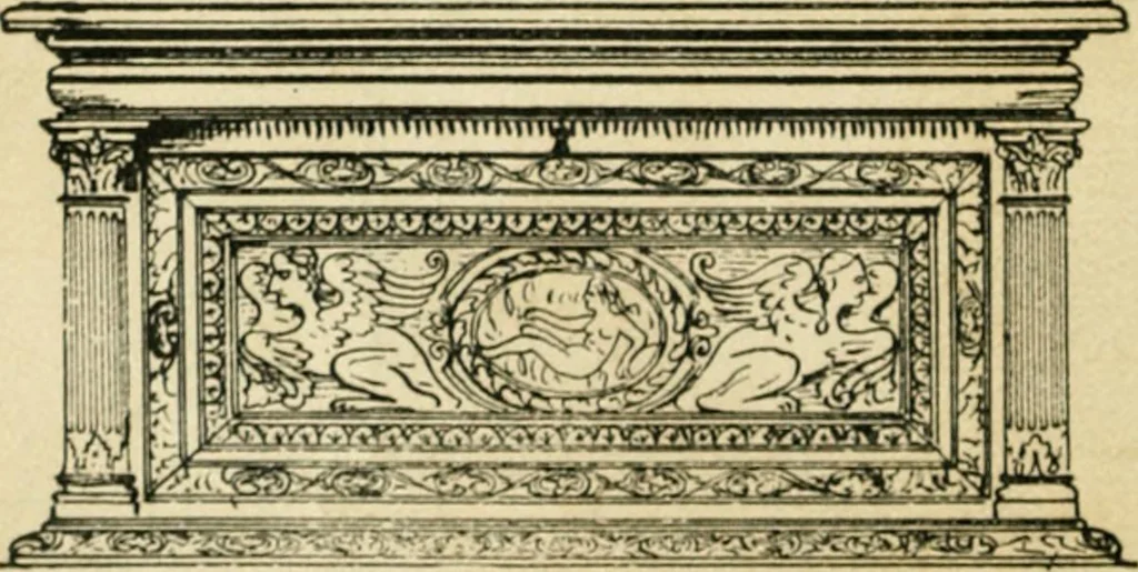 An illustration from How to know period styles in furniture; a brief history of furniture from the days of ancient Egypt to the present time, illustrated with over 300 typical examples and a brief description of each period, 1913, leaf 45