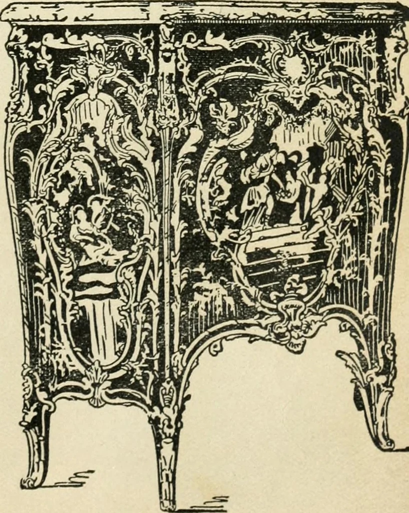 An illustration from How to know period styles in furniture; a brief history of furniture from the days of ancient Egypt to the present time, illustrated with over 300 typical examples and a brief description of each period, 1913, leaf 58