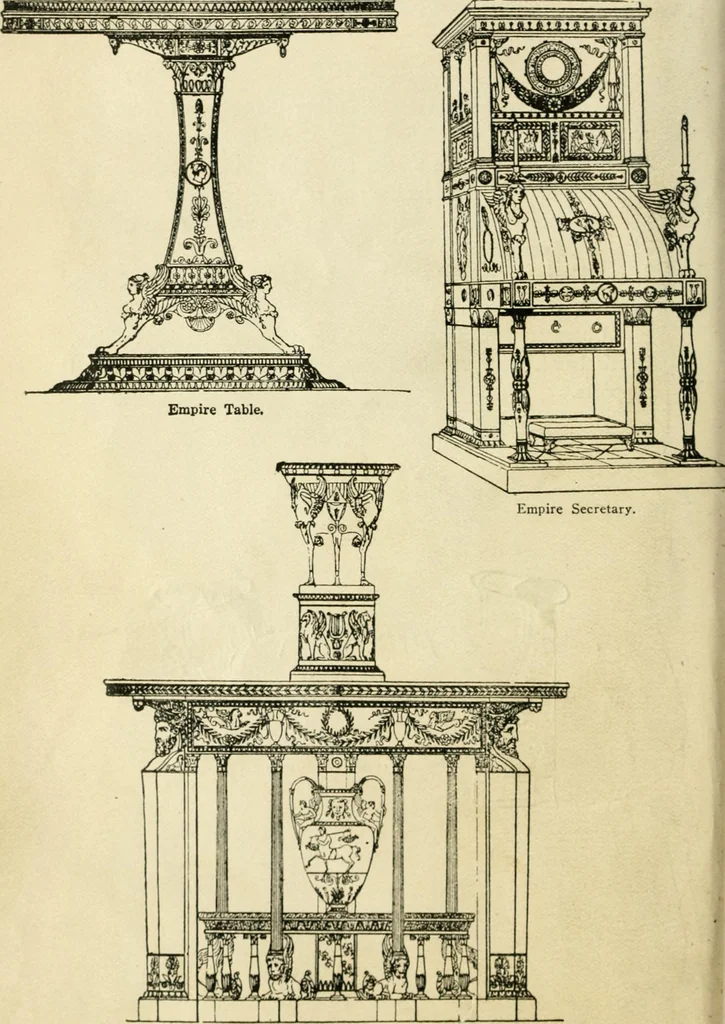 An illustration from How to know period styles in furniture; a brief history of furniture from the days of ancient Egypt to the present time, illustrated with over 300 typical examples and a brief description of each period, 1913, leaf 65