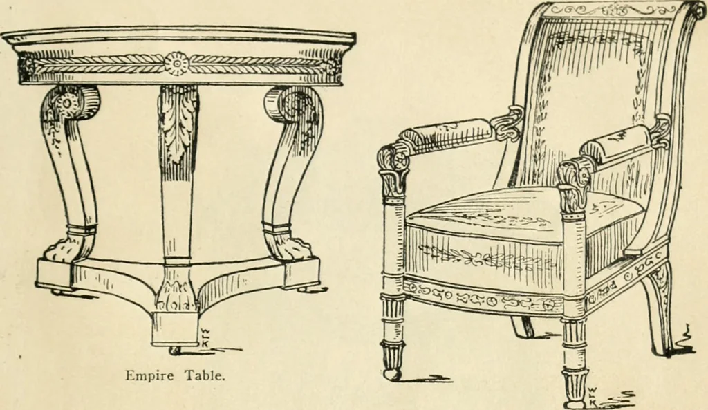 An illustration from How to know period styles in furniture; a brief history of furniture from the days of ancient Egypt to the present time, illustrated with over 300 typical examples and a brief description of each period, 1913, leaf 66