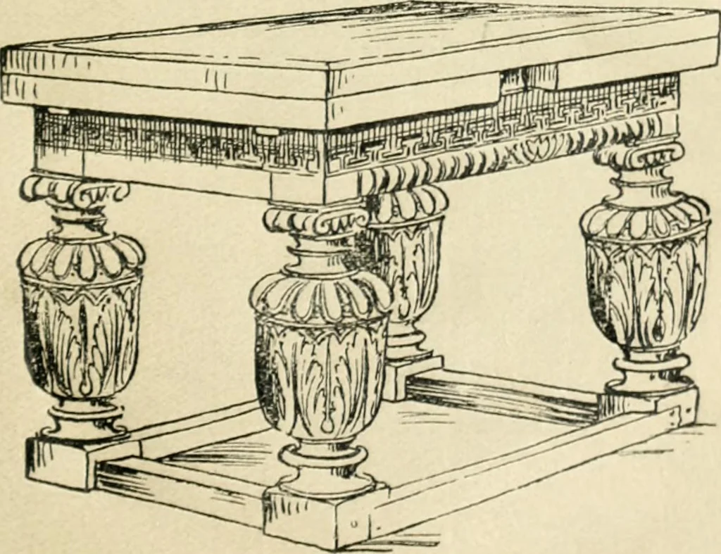 An illustration from How to know period styles in furniture; a brief history of furniture from the days of ancient Egypt to the present time, illustrated with over 300 typical examples and a brief description of each period, 1913, leaf 74