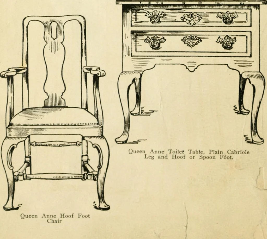 An illustration from How to know period styles in furniture; a brief history of furniture from the days of ancient Egypt to the present time, illustrated with over 300 typical examples and a brief description of each period, 1913, leaf 91