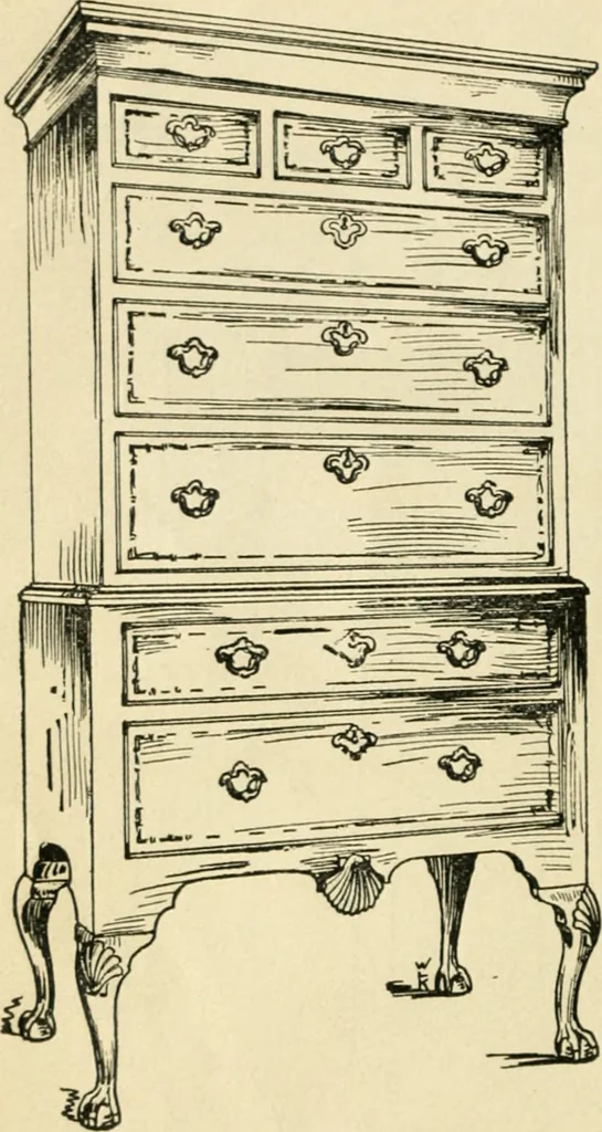 An illustration from How to know period styles in furniture; a brief history of furniture from the days of ancient Egypt to the present time, illustrated with over 300 typical examples and a brief description of each period, 1913, leaf 93