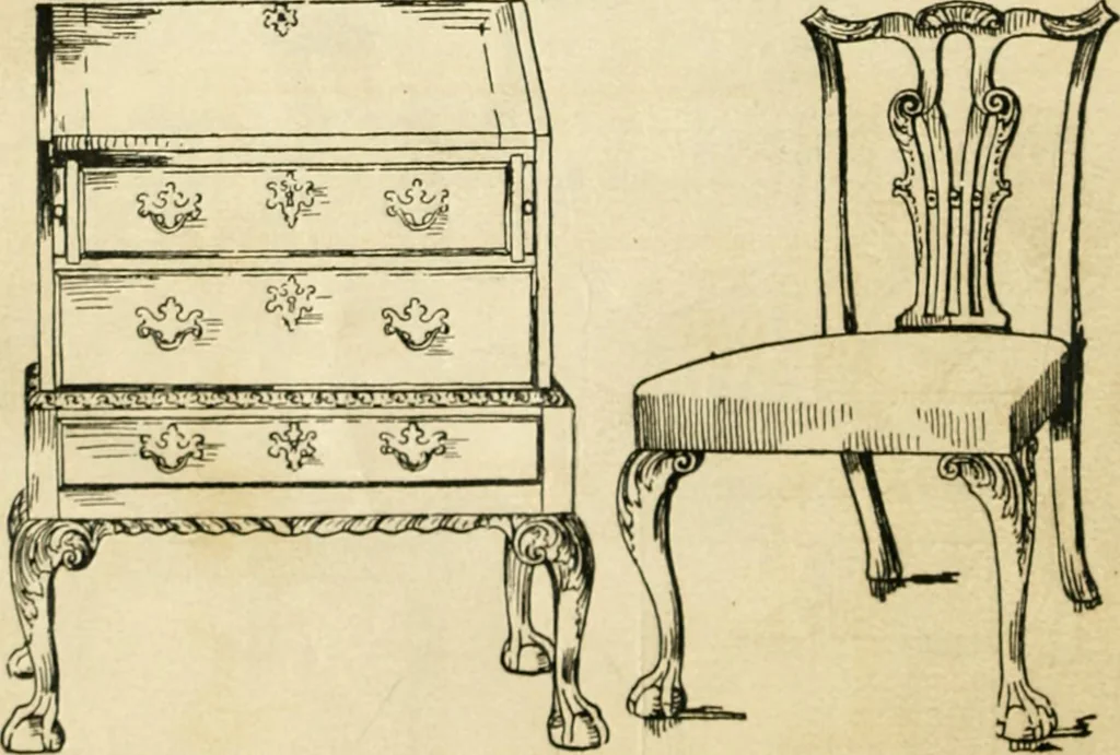 An illustration from How to know period styles in furniture; a brief history of furniture from the days of ancient Egypt to the present time, illustrated with over 300 typical examples and a brief description of each period, 1913, leaf 99