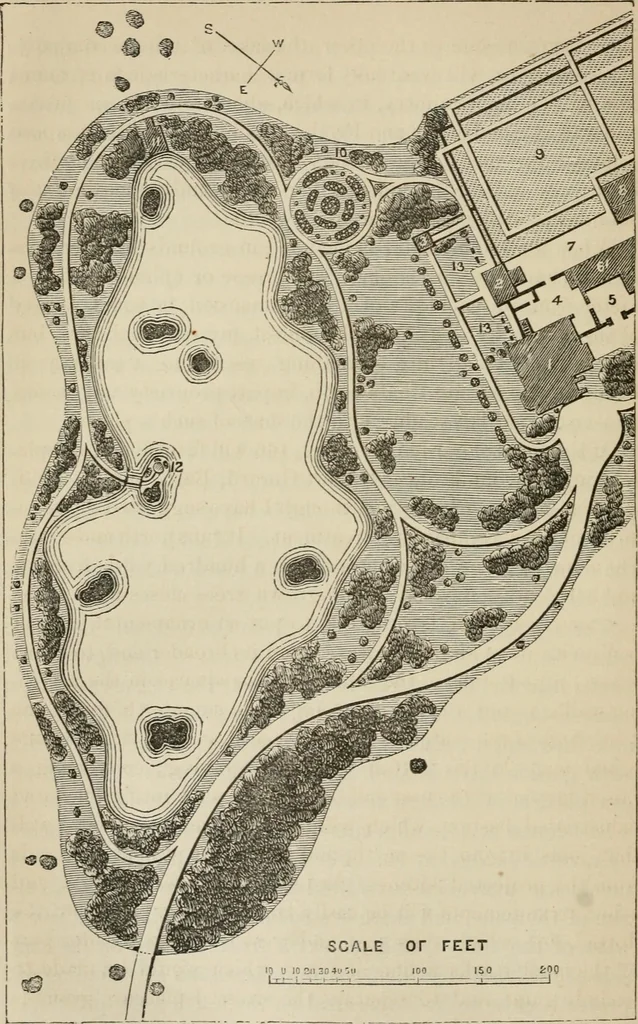 An illustration from How to lay out a garden : intended as a general guide in choosing, forming, or improving an estate, (from a quarter of an acre to a hundred acres in extent) with reference to both design and execution, 1860, leaf 339