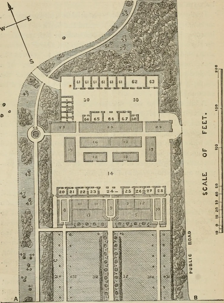 An illustration from How to lay out a garden : intended as a general guide in choosing, forming, or improving an estate, (from a quarter of an acre to a hundred acres in extent) with reference to both design and execution, 1860, leaf 363