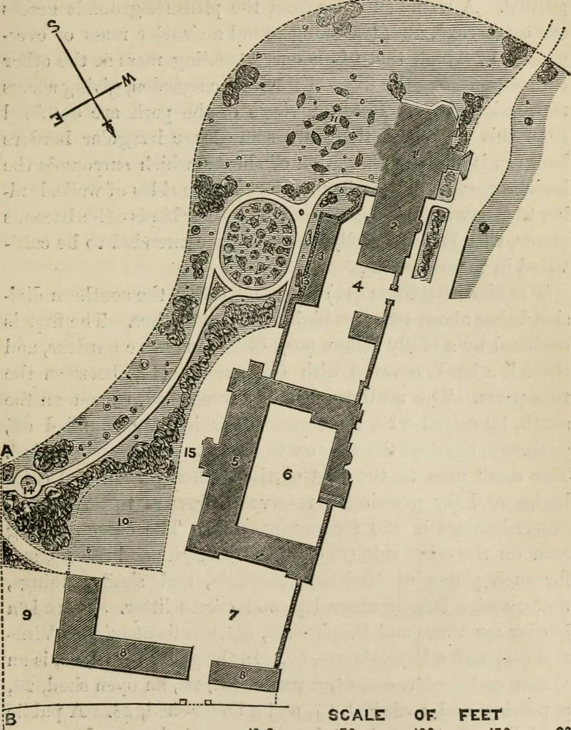 An illustration from How to lay out a garden : intended as a general guide in choosing, forming, or improving an estate, (from a quarter of an acre to a hundred acres in extent) with reference to both design and execution, 1860, leaf 368