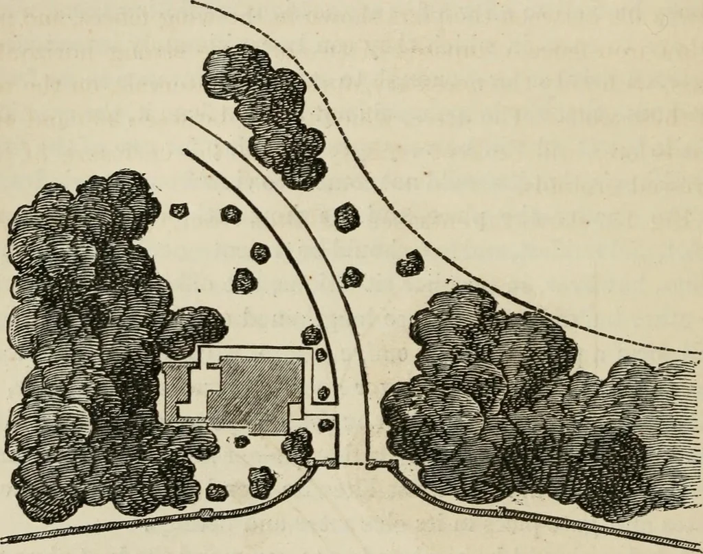 An illustration from How to lay out a garden : intended as a general guide in choosing, forming, or improving an estate, (from a quarter of an acre to a hundred acres in extent) with reference to both design and execution, 1860, leaf 373