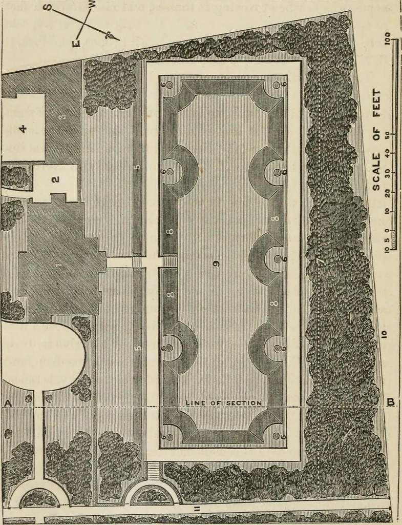 An illustration from How to lay out a garden : intended as a general guide in choosing, forming, or improving an estate, (from a quarter of an acre to a hundred acres in extent) with reference to both design and execution, 1860, leaf 379