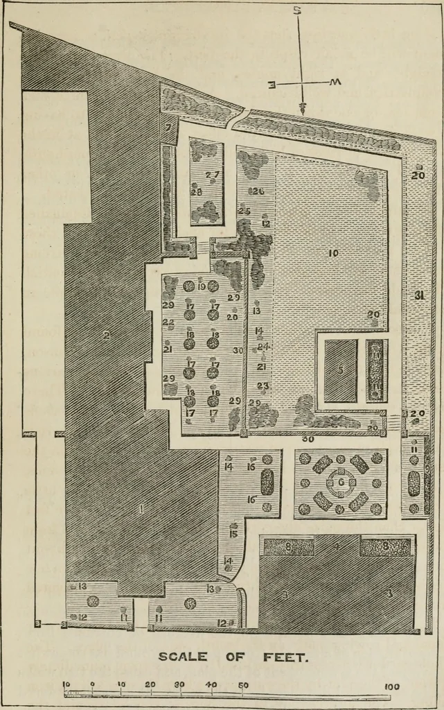 An illustration from How to lay out a garden : intended as a general guide in choosing, forming, or improving an estate, (from a quarter of an acre to a hundred acres in extent) with reference to both design and execution, 1860, leaf 382