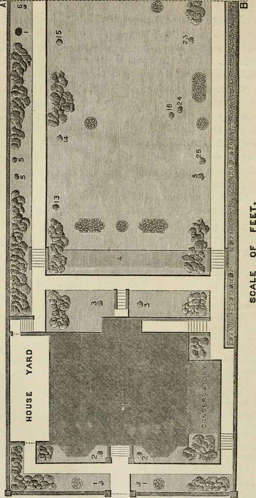 An illustration from How to lay out a garden : intended as a general guide in choosing, forming, or improving an estate, (from a quarter of an acre to a hundred acres in extent) with reference to both design and execution, 1860, leaf 385
