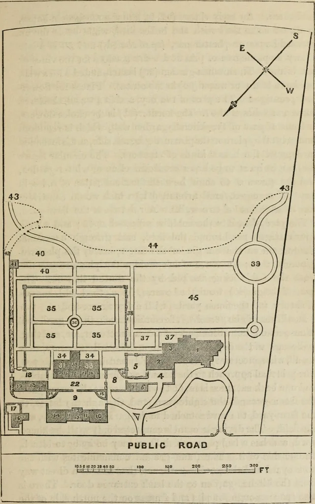 An illustration from How to lay out a garden : intended as a general guide in choosing, forming, or improving an estate, (from a quarter of an acre to a hundred acres in extent) with reference to both design and execution, 1860, leaf 60