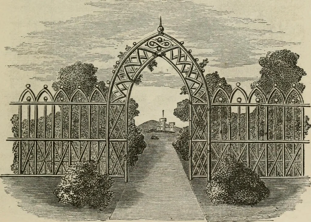 An illustration from How to lay out a garden : intended as a general guide in choosing, forming, or improving an estate, (from a quarter of an acre to a hundred acres in extent) with reference to both design and execution, 1860, leaf 98