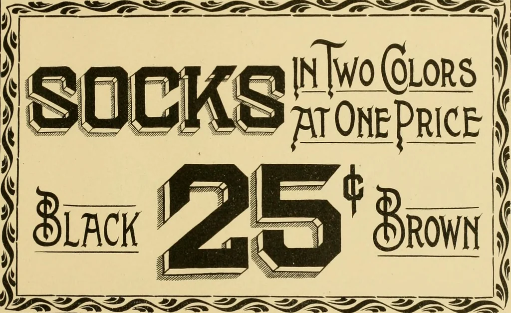 An illustration from How to make effective show-cards, off hand card writing and pen lettering by a new and simple method with fifty-six original cuts;, 1898, leaf 80