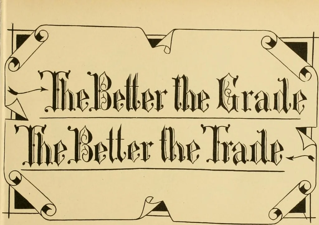 An illustration from How to make effective show-cards, off hand card writing and pen lettering by a new and simple method with fifty-six original cuts;, 1898, leaf 98