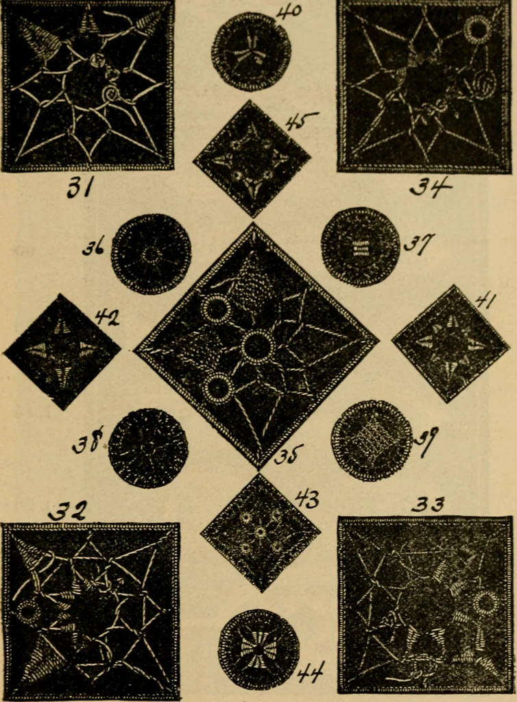 An illustration from How to make lace., 1899, leaf 20