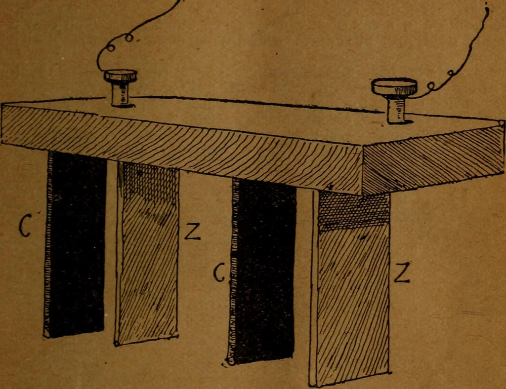An illustration from How to make and use electricity .., 1889, leaf 56