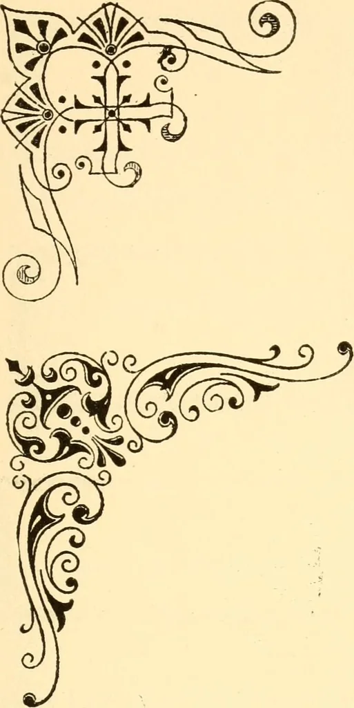 An illustration from How to paint flowers, scrolls and fancy borders for up-to-date show cards, posters, display signs and decorating, 1915, leaf 104