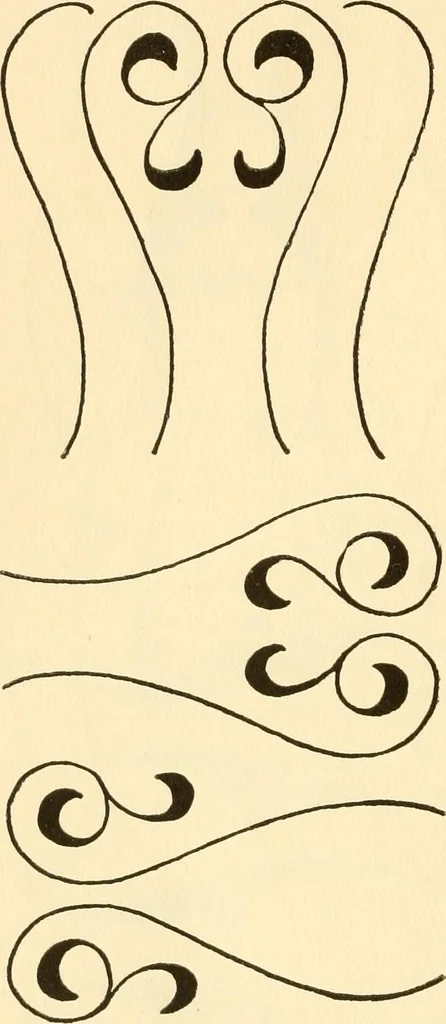 An illustration from How to paint flowers, scrolls and fancy borders for up-to-date show cards, posters, display signs and decorating, 1915, leaf 113