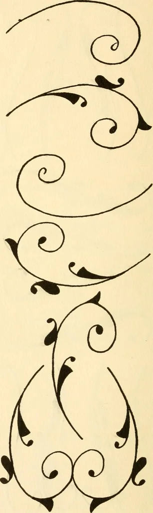 An illustration from How to paint flowers, scrolls and fancy borders for up-to-date show cards, posters, display signs and decorating, 1915, leaf 115