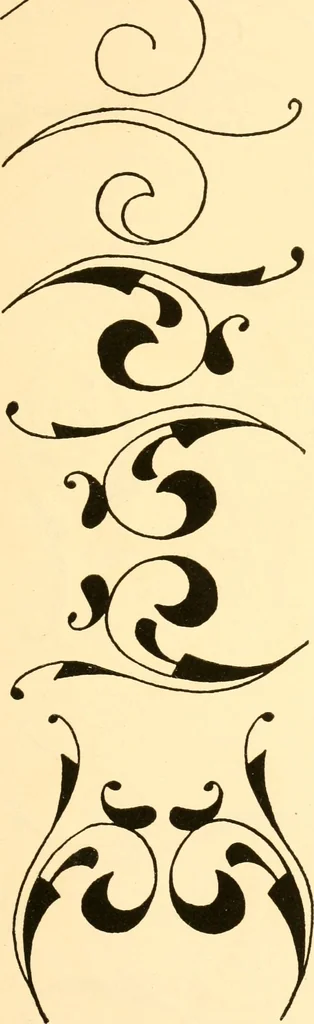 An illustration from How to paint flowers, scrolls and fancy borders for up-to-date show cards, posters, display signs and decorating, 1915, leaf 118