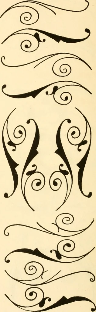 An illustration from How to paint flowers, scrolls and fancy borders for up-to-date show cards, posters, display signs and decorating, 1915, leaf 119