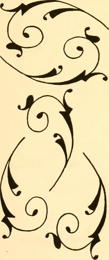An illustration from How to paint flowers, scrolls and fancy borders for up-to-date show cards, posters, display signs and decorating, 1915, leaf 120
