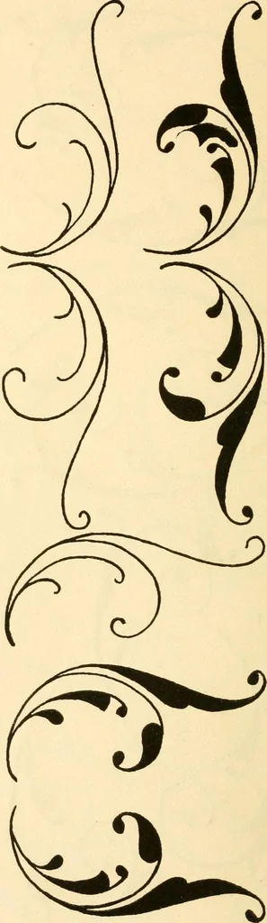 An illustration from How to paint flowers, scrolls and fancy borders for up-to-date show cards, posters, display signs and decorating, 1915, leaf 121