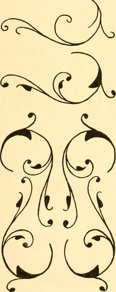 An illustration from How to paint flowers, scrolls and fancy borders for up-to-date show cards, posters, display signs and decorating, 1915, leaf 122