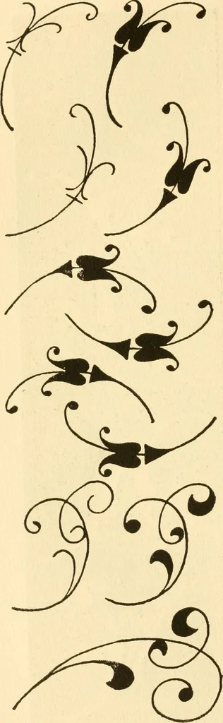 An illustration from How to paint flowers, scrolls and fancy borders for up-to-date show cards, posters, display signs and decorating, 1915, leaf 125