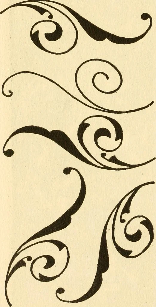 An illustration from How to paint flowers, scrolls and fancy borders for up-to-date show cards, posters, display signs and decorating, 1915, leaf 127