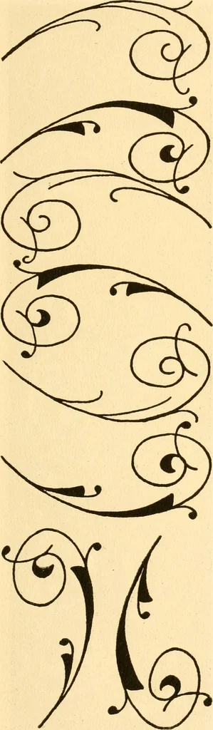 An illustration from How to paint flowers, scrolls and fancy borders for up-to-date show cards, posters, display signs and decorating, 1915, leaf 128