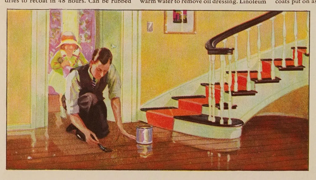 An illustration from How to paint : how to Jap-a-lac, how to varnish, how to have colorful furniture, walls, color schemes : the Glidden Company, 1930, leaf 10