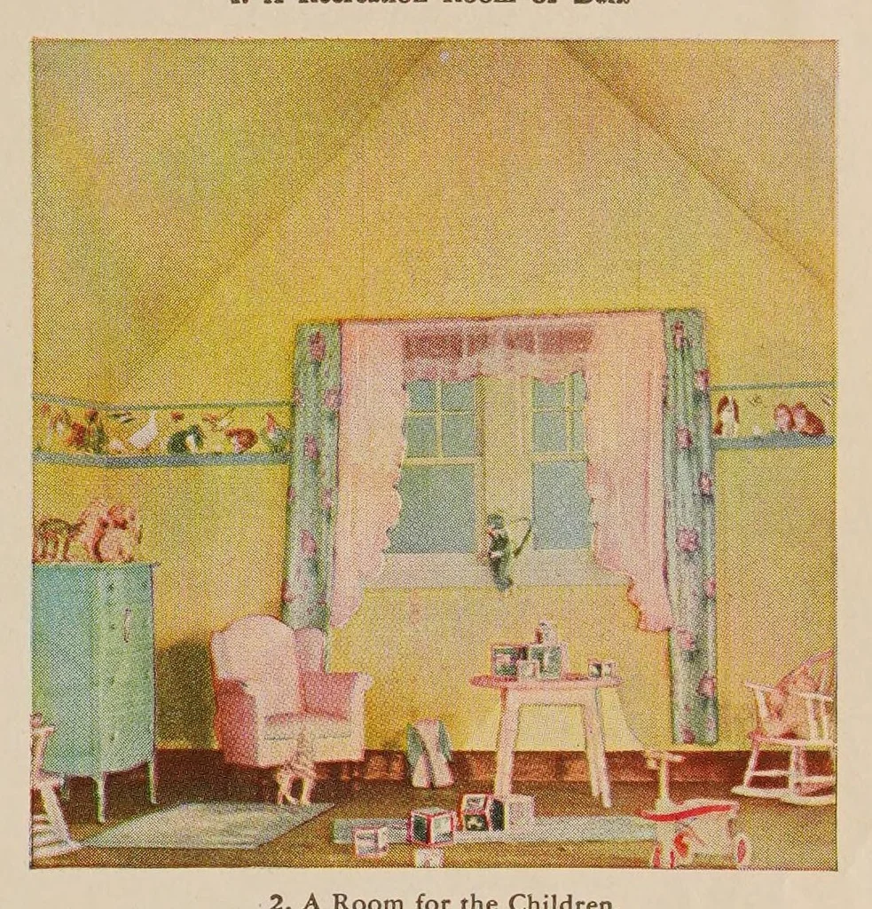 An illustration from How to paint : how to Jap-a-lac, how to varnish, how to have colorful furniture, walls, color schemes : the Glidden Company, 1930, leaf 15