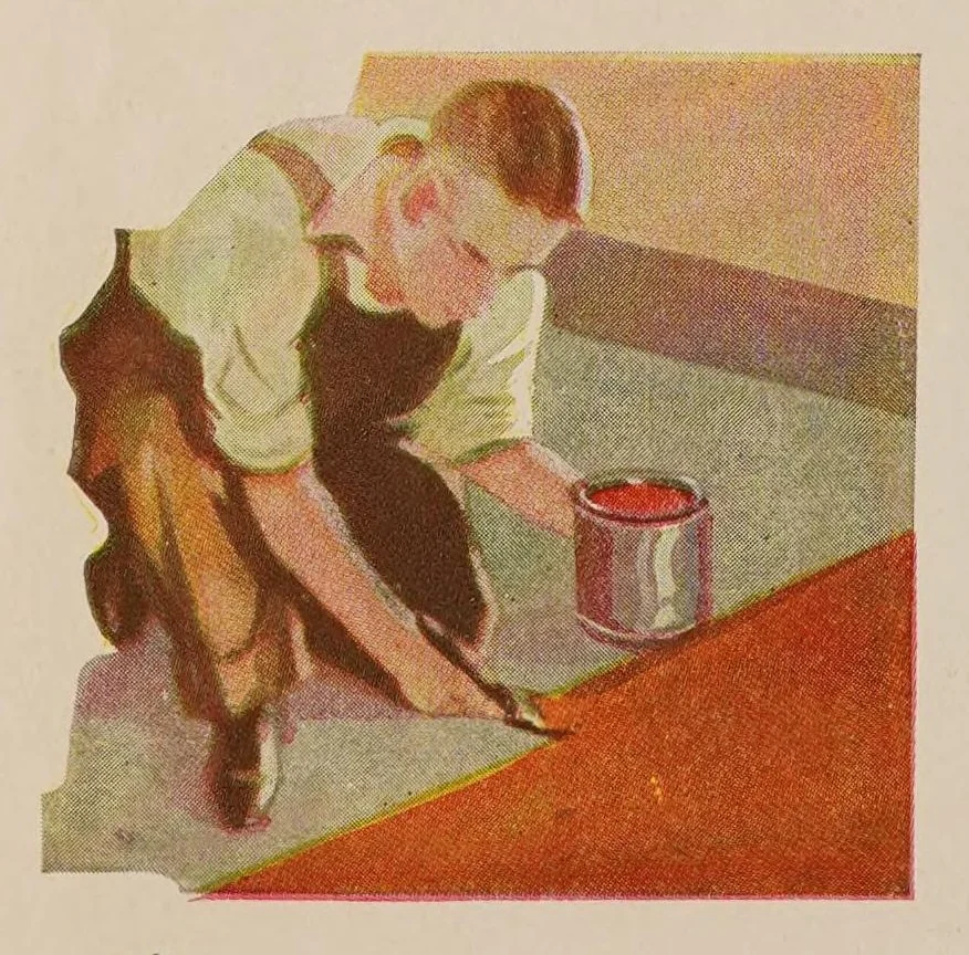 An illustration from How to paint : how to Jap-a-lac, how to varnish, how to have colorful furniture, walls, color schemes : the Glidden Company, 1930, leaf 6