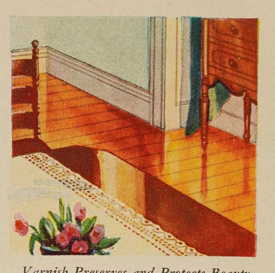 An illustration from How to paint : how to Jap-a-lac, how to varnish, how to have colorful furniture, walls, color schemes : valuable facts on all painting, 1930, leaf 12