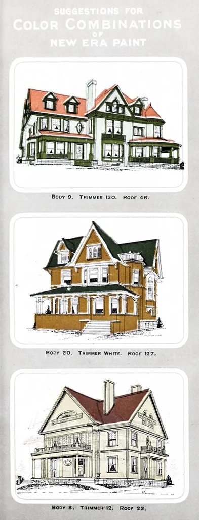 An illustration from How to paint your home : things to think of by the one who pays the bill : containing plates showing desirable color combinations., 1900, leaf 7
