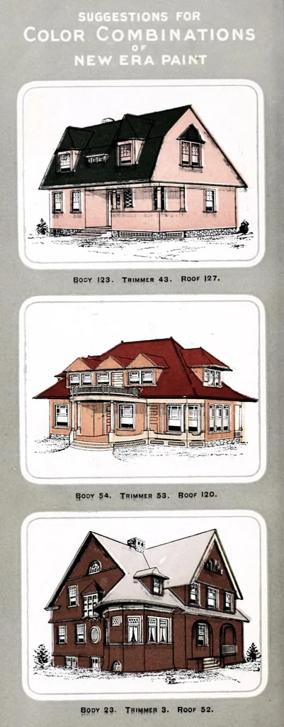 An illustration from How to paint your home : things to think of by the one who pays the bill : containing plates showing desirable color combinations., 1900, leaf 8