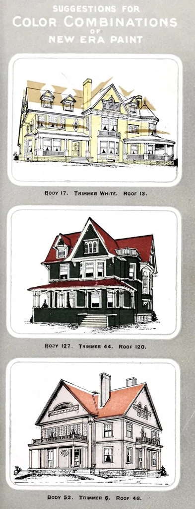 An illustration from How to paint your home : things to think of by the one who pays the bill : containing plates showing desirable color combinations., 1900, leaf 9