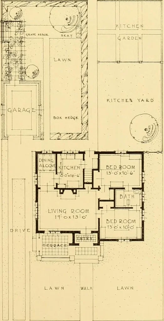 An illustration from How to plan, finance and build your home [by] the Architects’ small house service bureau., 1922, leaf 40