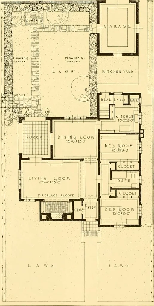 An illustration from How to plan, finance and build your home [by] the Architects’ small house service bureau., 1922, leaf 43