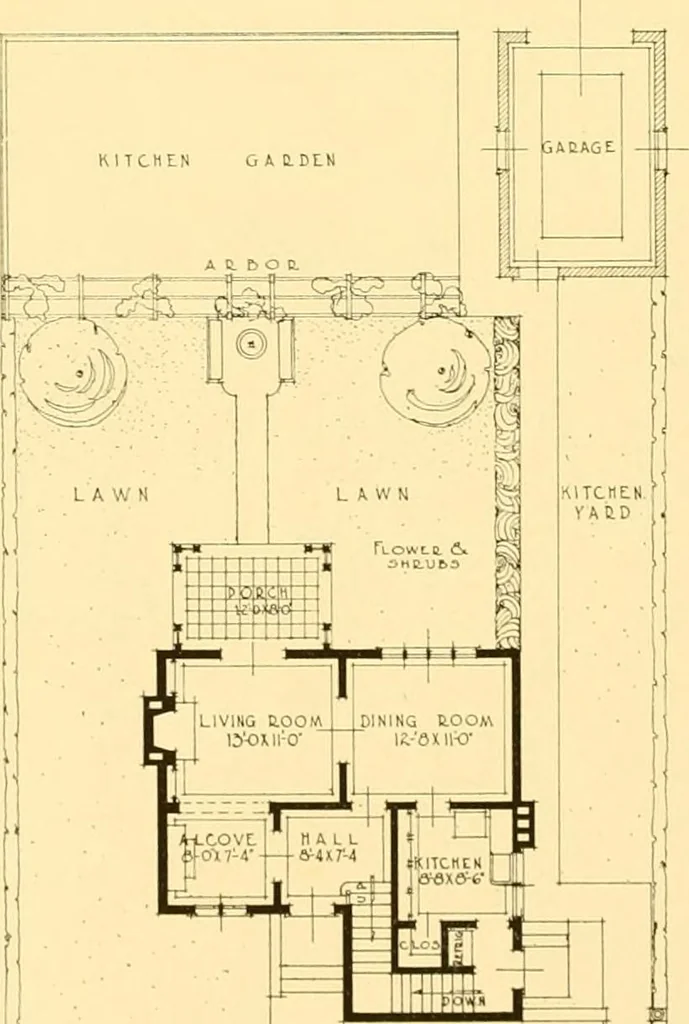 An illustration from How to plan, finance and build your home [by] the Architects’ small house service bureau., 1922, leaf 67