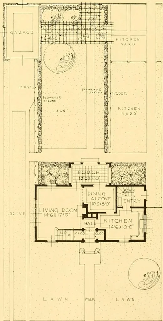 An illustration from How to plan, finance and build your home [by] the Architects’ small house service bureau., 1922, leaf 73