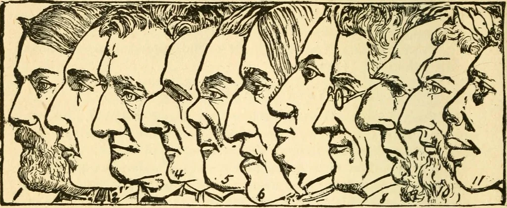 An illustration from How to read character : a new illustrated hand-book of phrenology and physiognomy, for students and examiners; with a descriptive chart, 1891, leaf 197