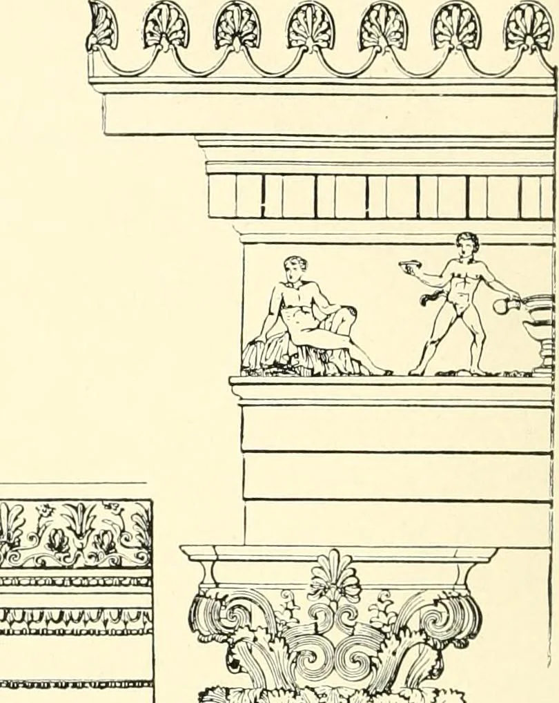 An illustration from How to study architecture; by Charles H. Caffin ... an attempt to trace the evolution of architecture as the product and expression of successive phases of civilisation, 1917, leaf 149