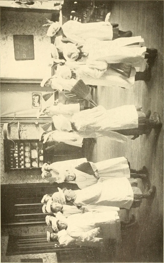 An illustration from How to teach kitchen garden; or, Object lessons in household work, including songs, plays, exercises, and games illustrating household occupations, 1901, leaf 100