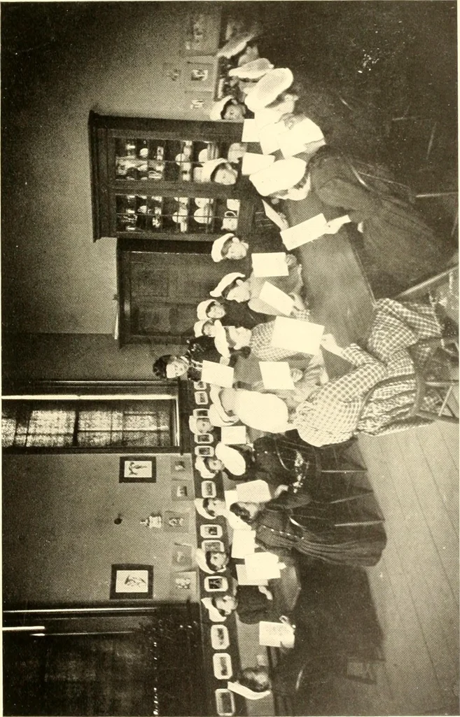 An illustration from How to teach kitchen garden; or, Object lessons in household work, including songs, plays, exercises, and games illustrating household occupations, 1901, leaf 146